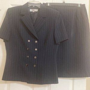 Flattering Navy Pinstriped Suit